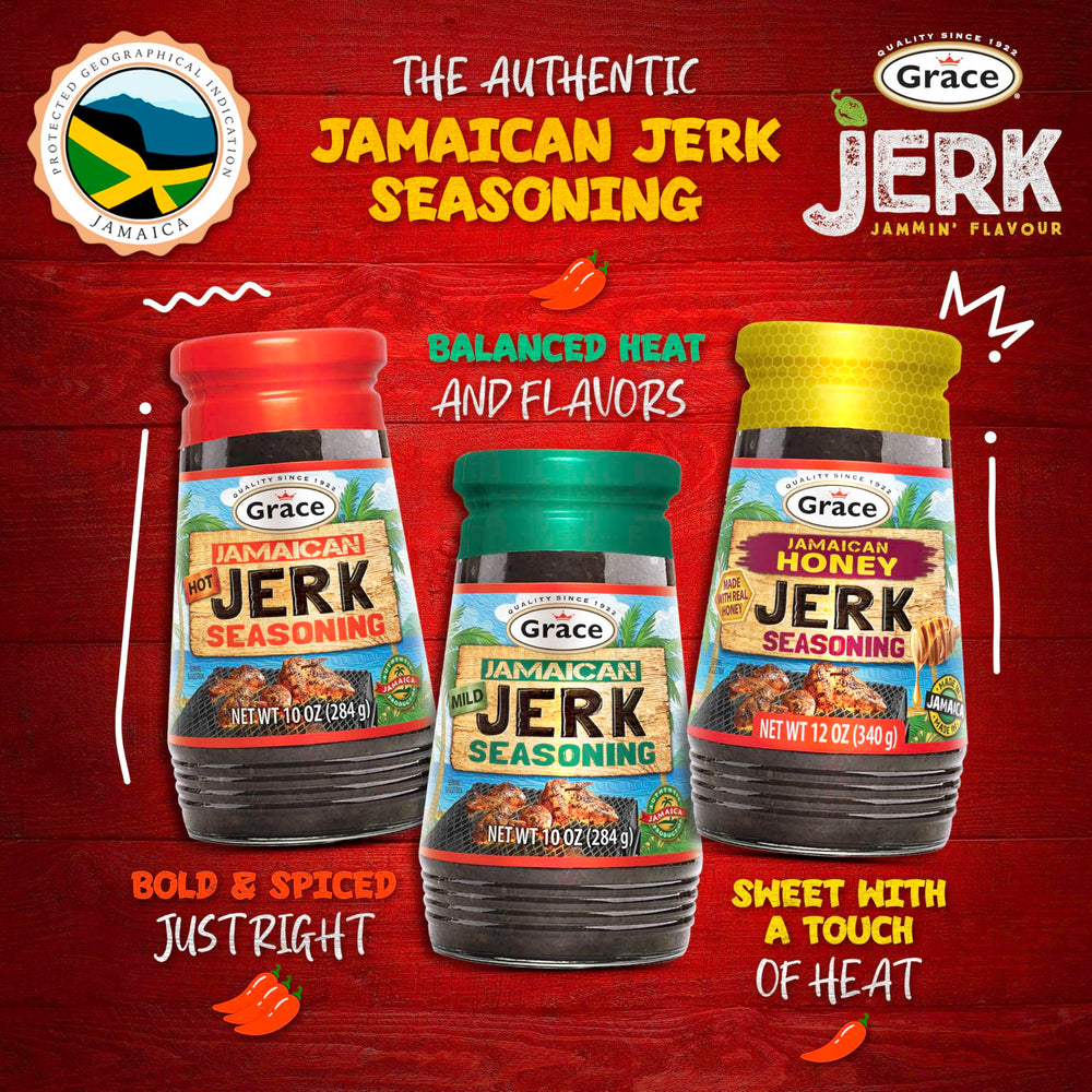 Grace Jamaican Jerk paste on sizzling shrimp