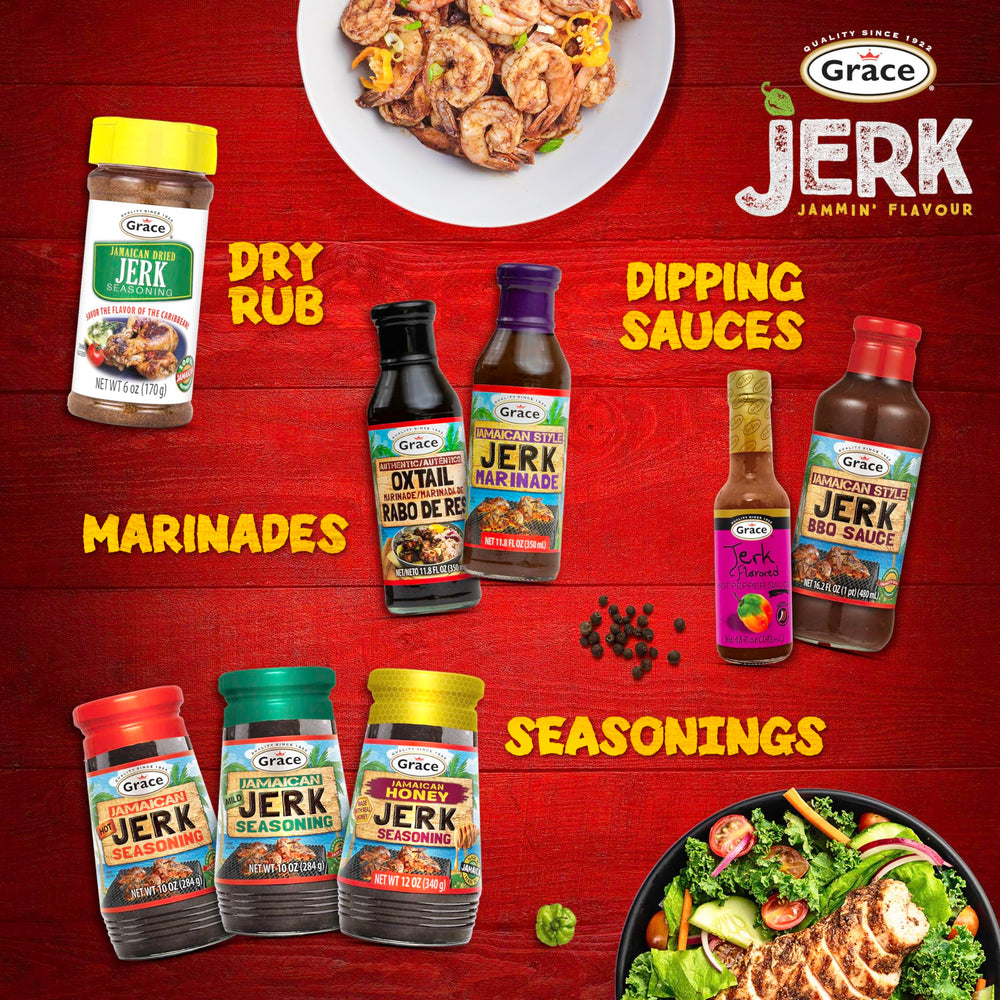 Grace Jamaican Jerk heritage pack on kitchen counter