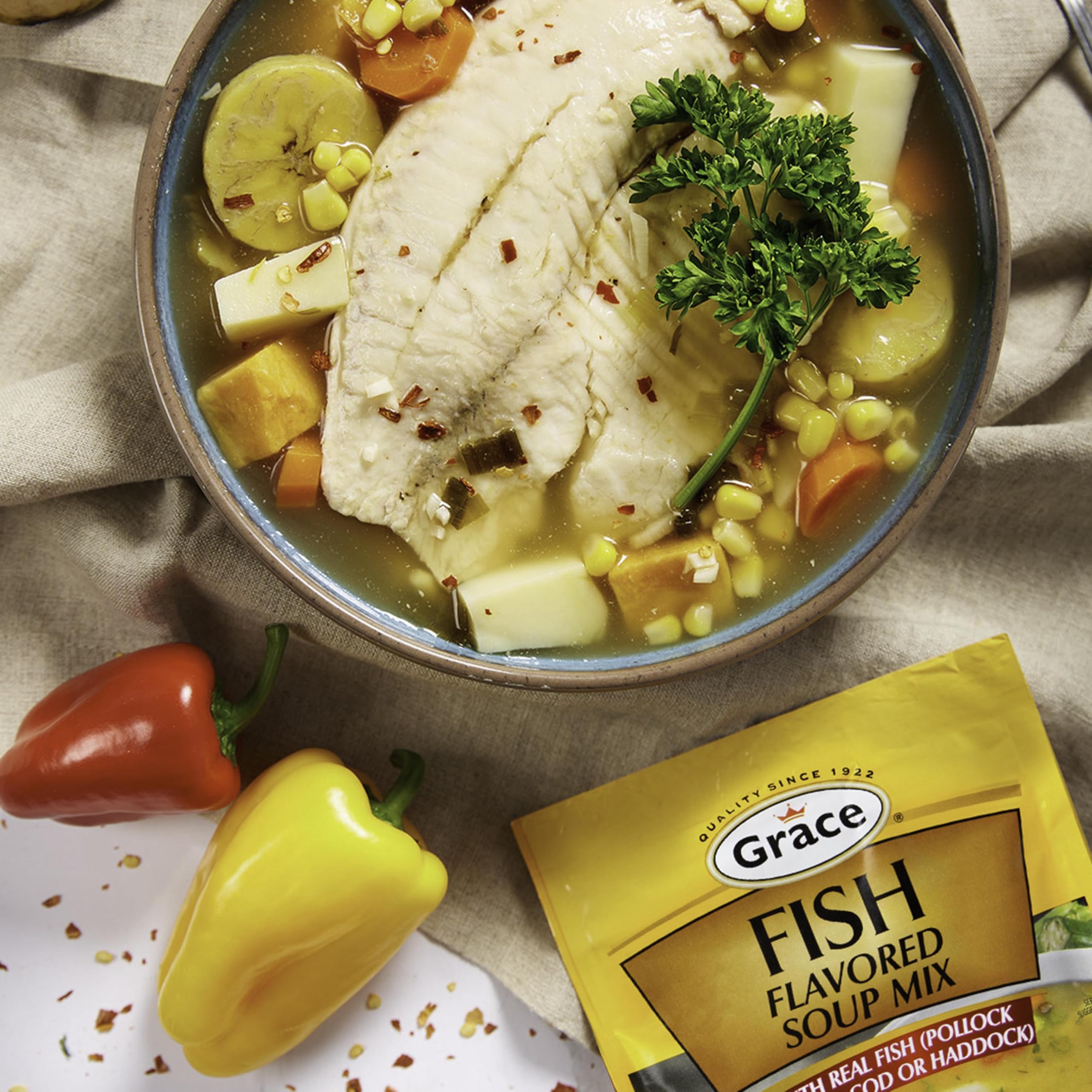 Grace pumpkin flavored soup mix for warm, seasonal flavor.