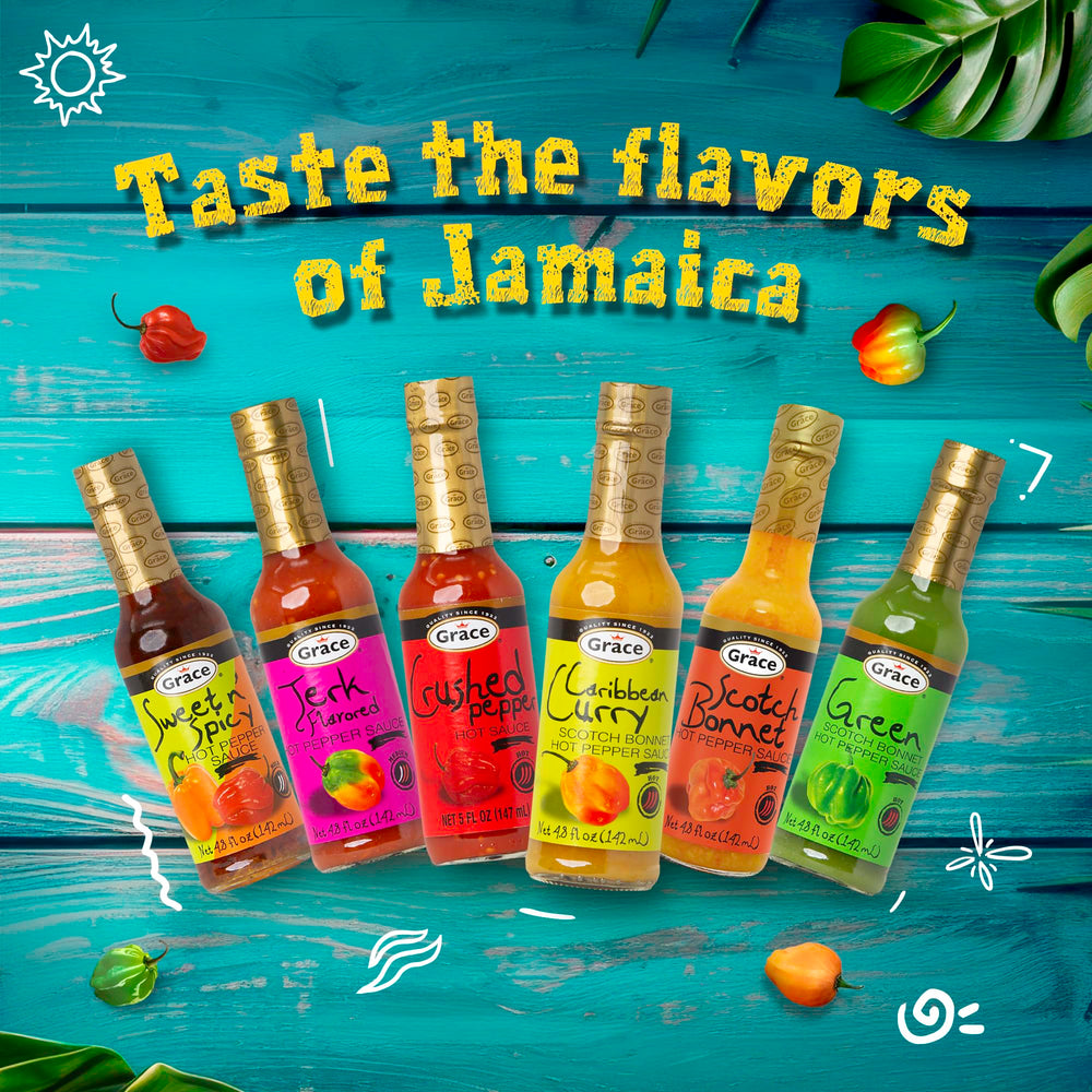 Grace Yellow Scotch Bonnet hot sauce dish pairing ideas for rice and peas and more.
