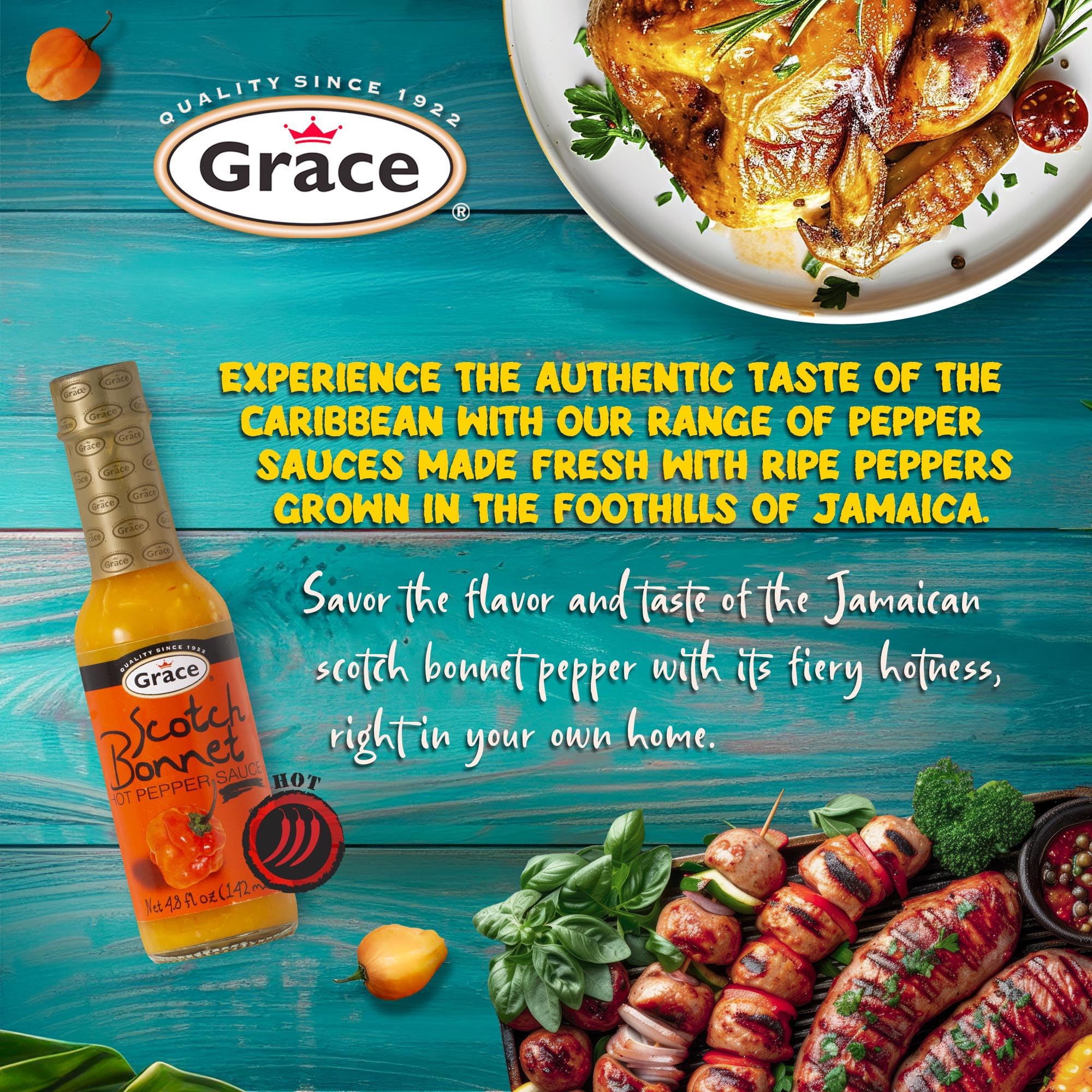 Grace Yellow Scotch Bonnet hot sauce pack showing value with two convenient bottles.
