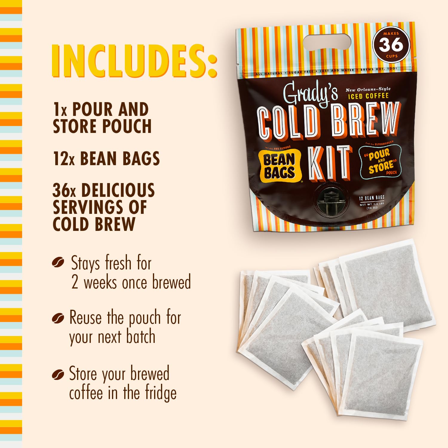 Gradys Cold Brew concentrate in fridge demonstrates convenient storage and freshness.