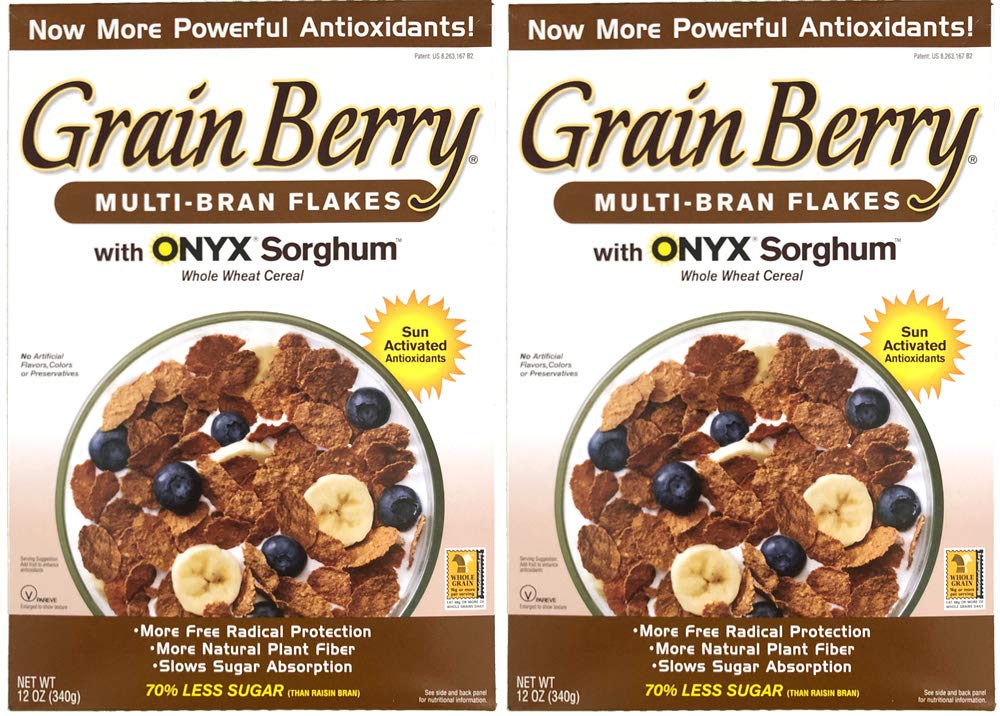 Grain Berry Multi-Bran Flakes with ONYX Sorghum, two-pack display for easy breakfast