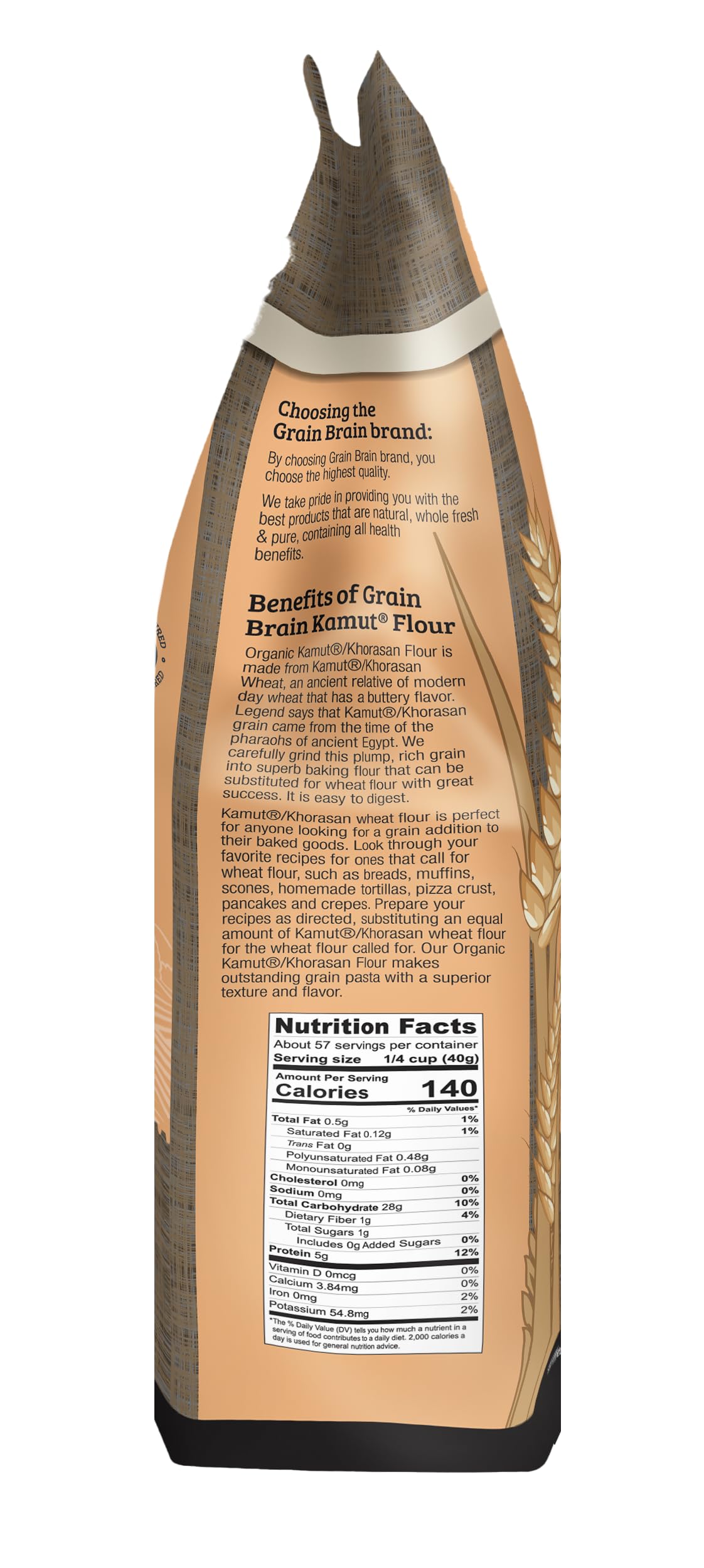 Grain Brain Kamut flour being poured into a bowl for recipes