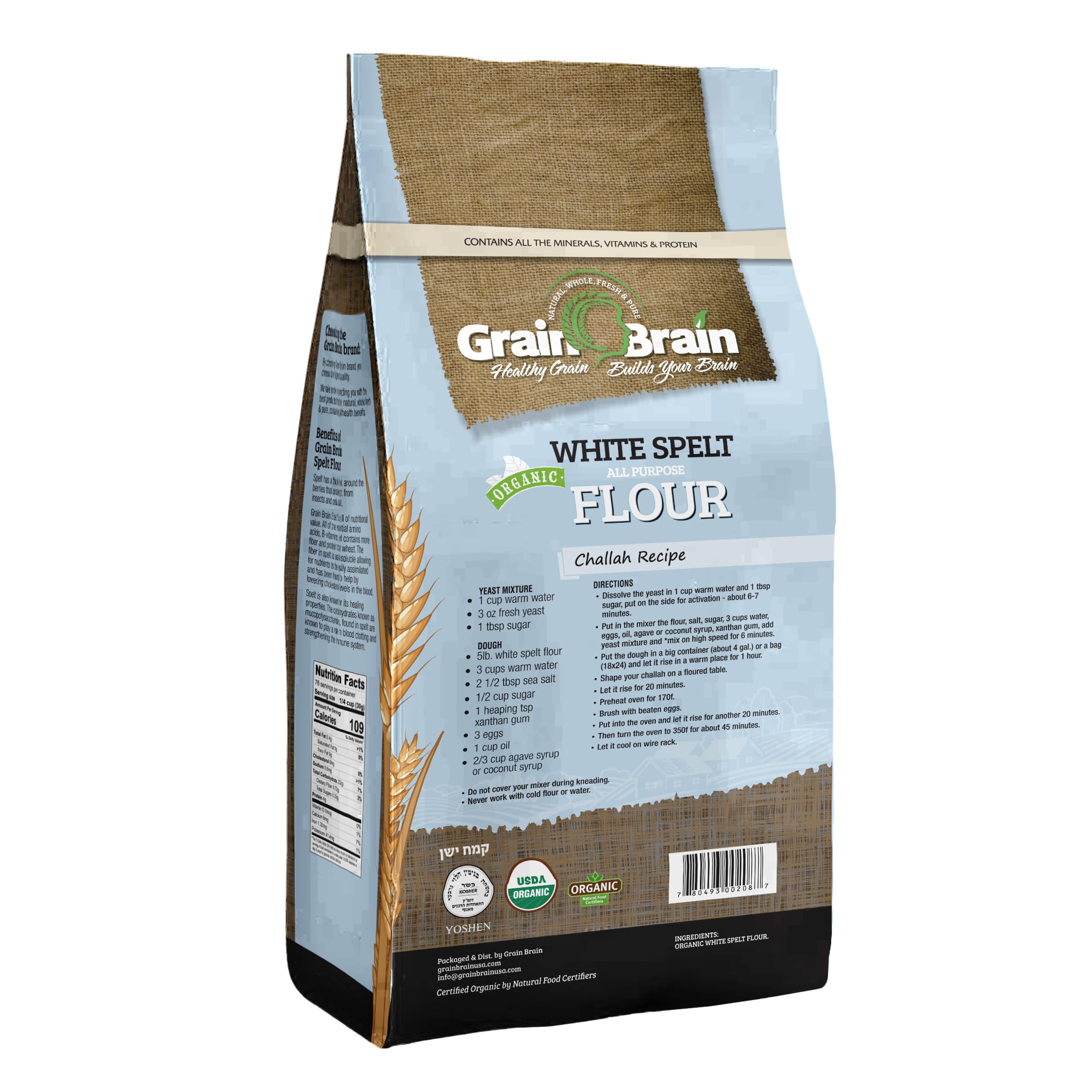 Grain Brain Spelt Flour baking dough setup, easy substitution for wheat recipes