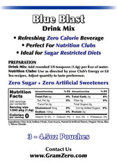 GramZero Blue Blast dissolving in water, smooth flavor with no aftertaste.