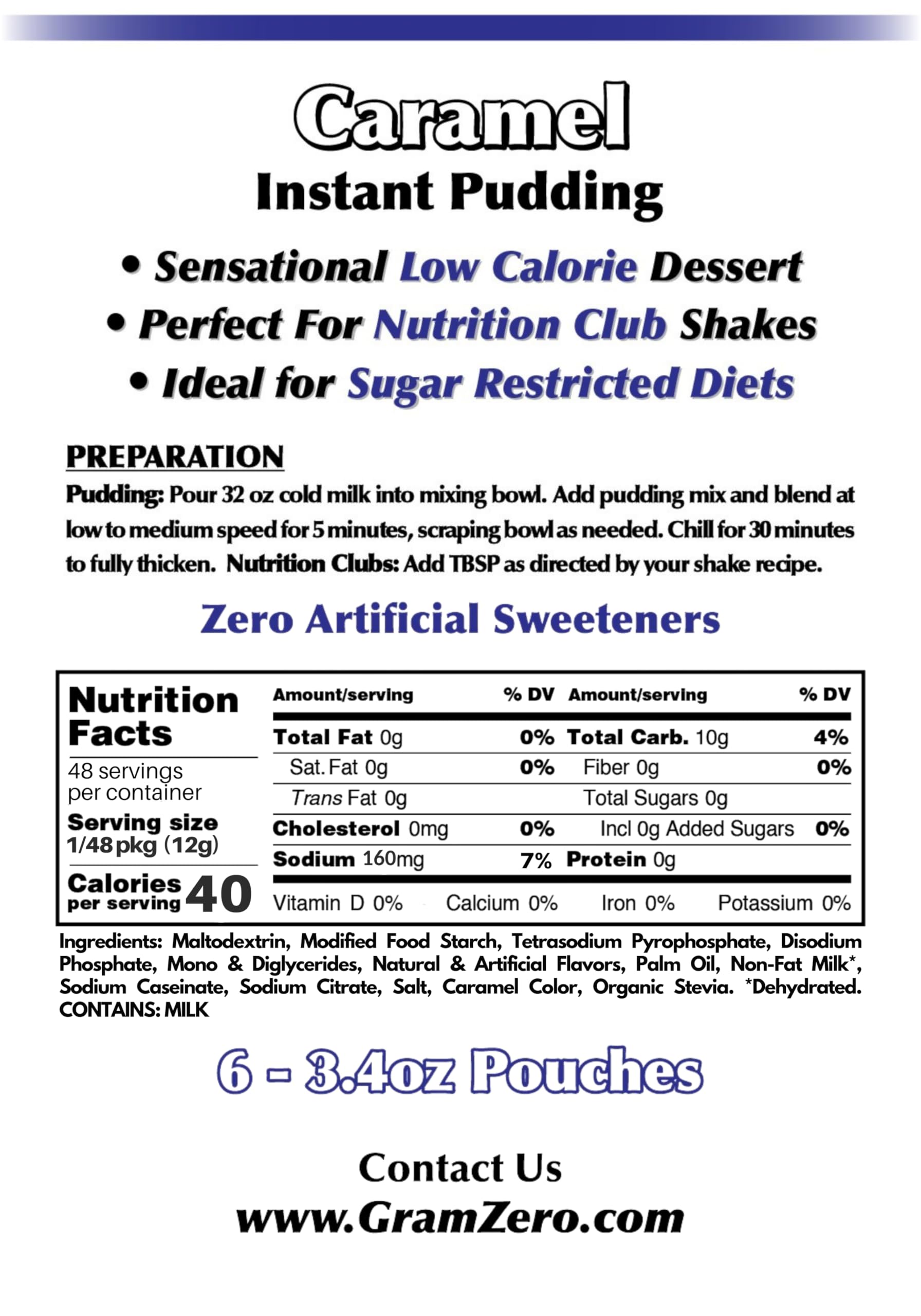 GramZero pudding mix jar ready for a quick, creamy, low-calorie treat.