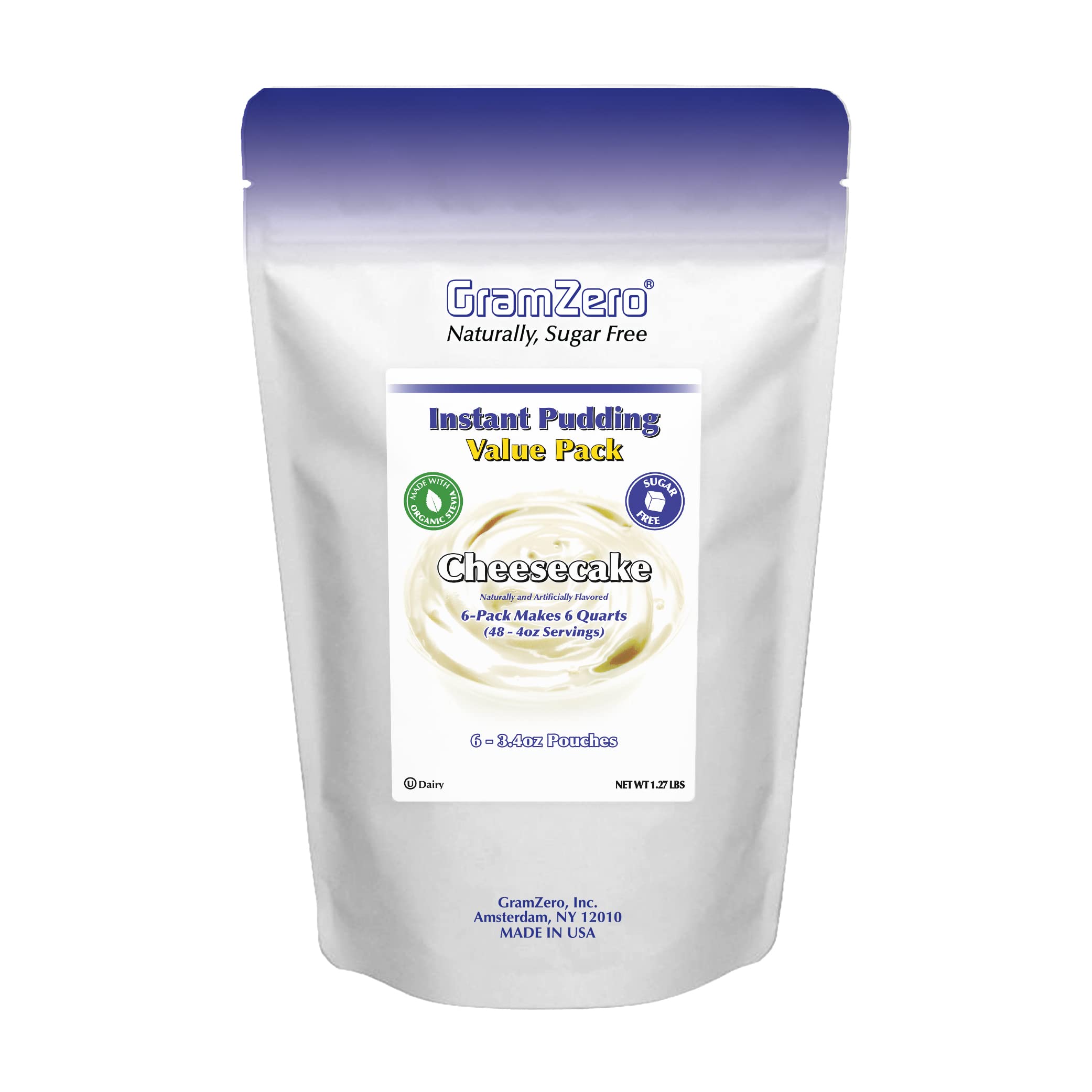 GramZero cheesecake sugar-free pudding mix 6pack: easy, low-carb dessert option.