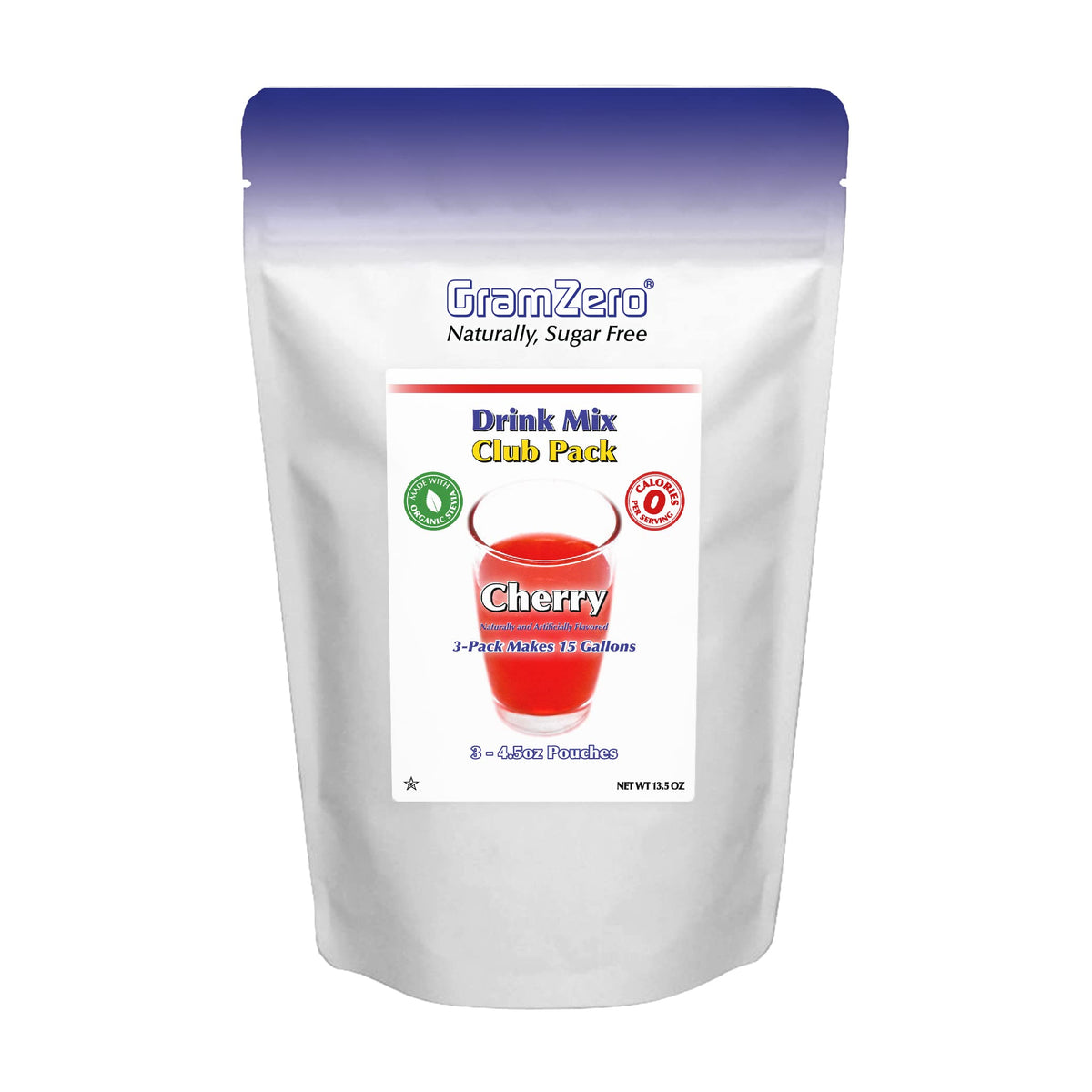 GramZero Cherry powder pouch ready to mix for zero calorie refreshment