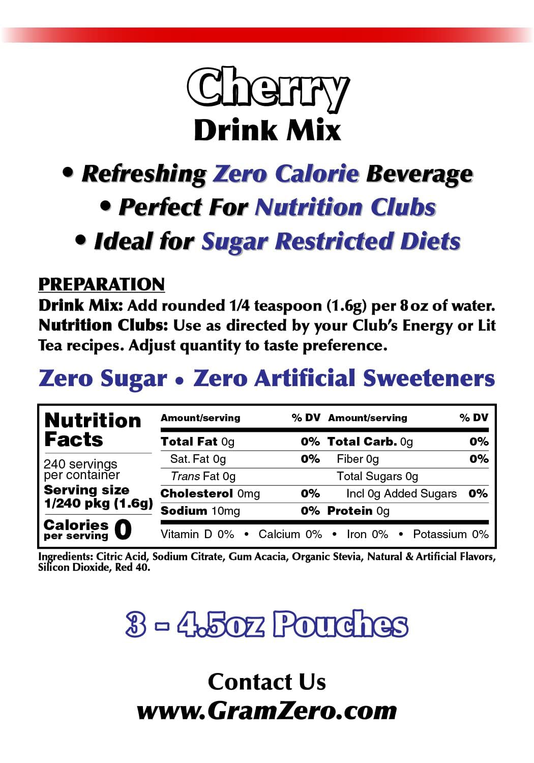 GramZero Cherry drink mix being stirred into water for Keto-friendly hydration