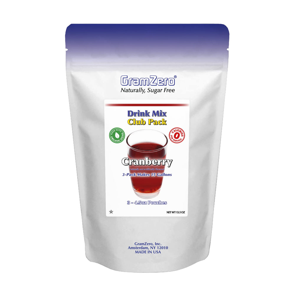 GramZero Cranberry drink mix dissolving in water for a zero-calorie beverage