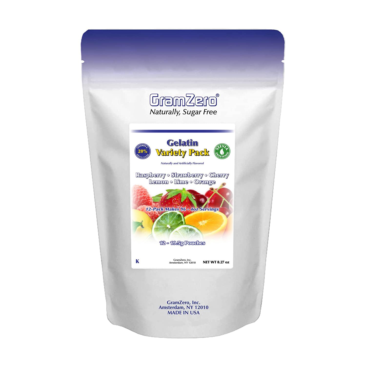 GramZero gelatin 12-pack pouches—zero carb dessert option