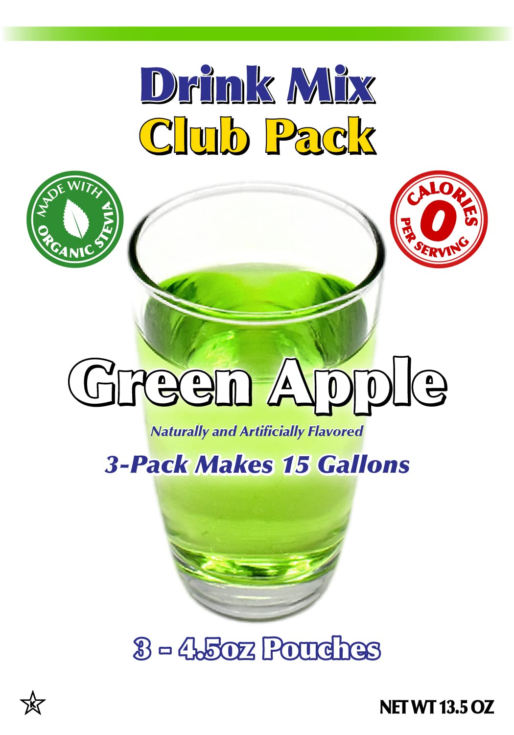 GramZero Green Apple drink mix being stirred into a glass with organic stevia aroma.