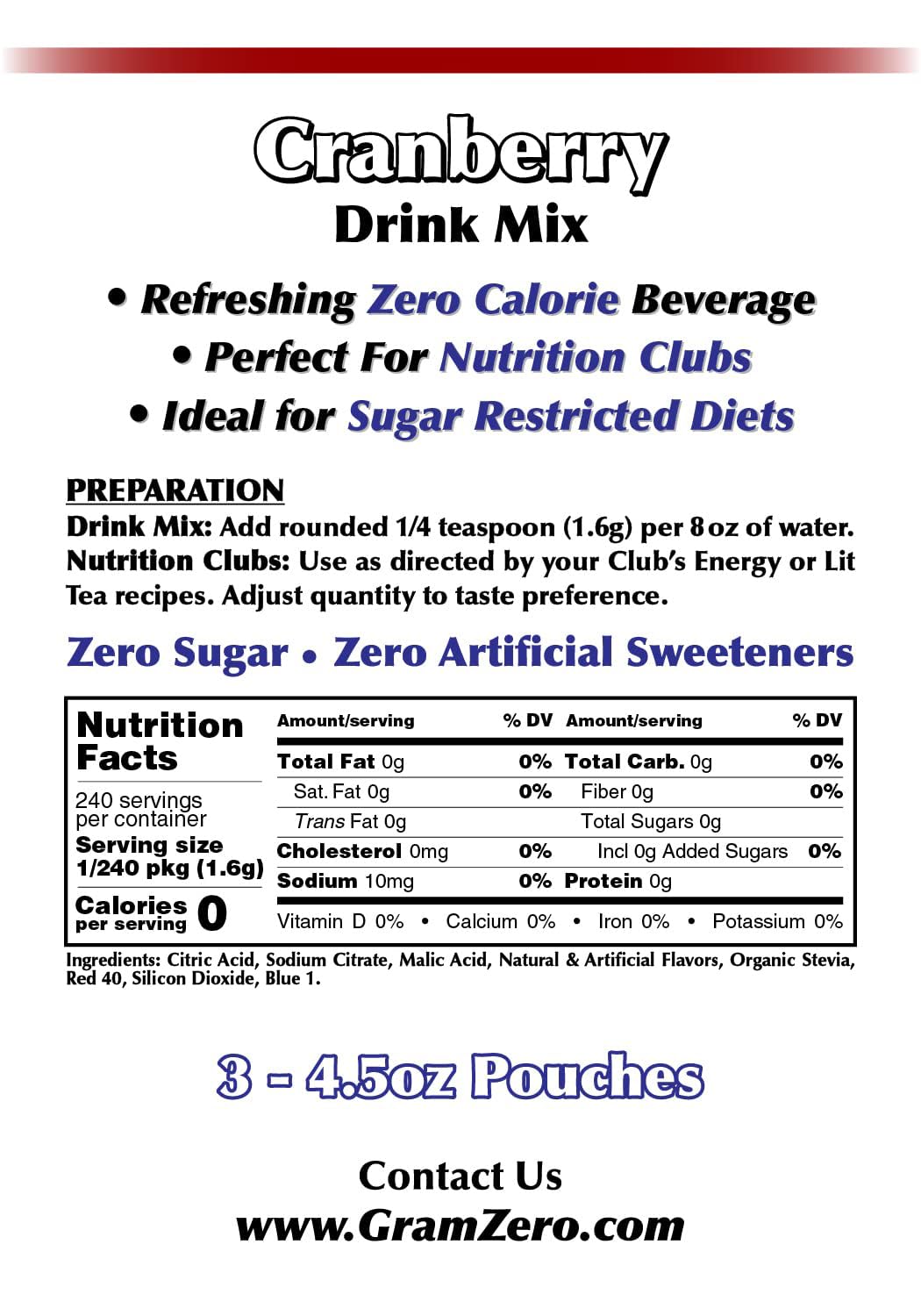 GramZero powder used in nutrition clubs to flavor Loaded Tea