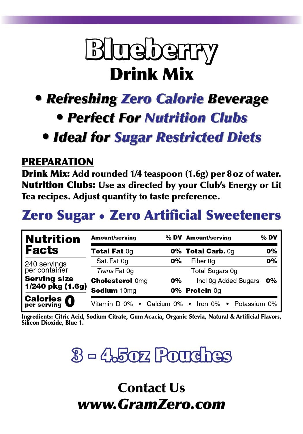 GramZero Organic Stevia Sweetened Drink Mix adding natural sweetness to plain water.