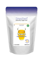 GramZero Peach Zero Calorie Drink Mix pouch on kitchen counter offers a keto-friendly hydration option.