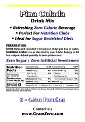 GramZero Pina Colada prepared drink in glass demonstrates keto-friendly hydration.