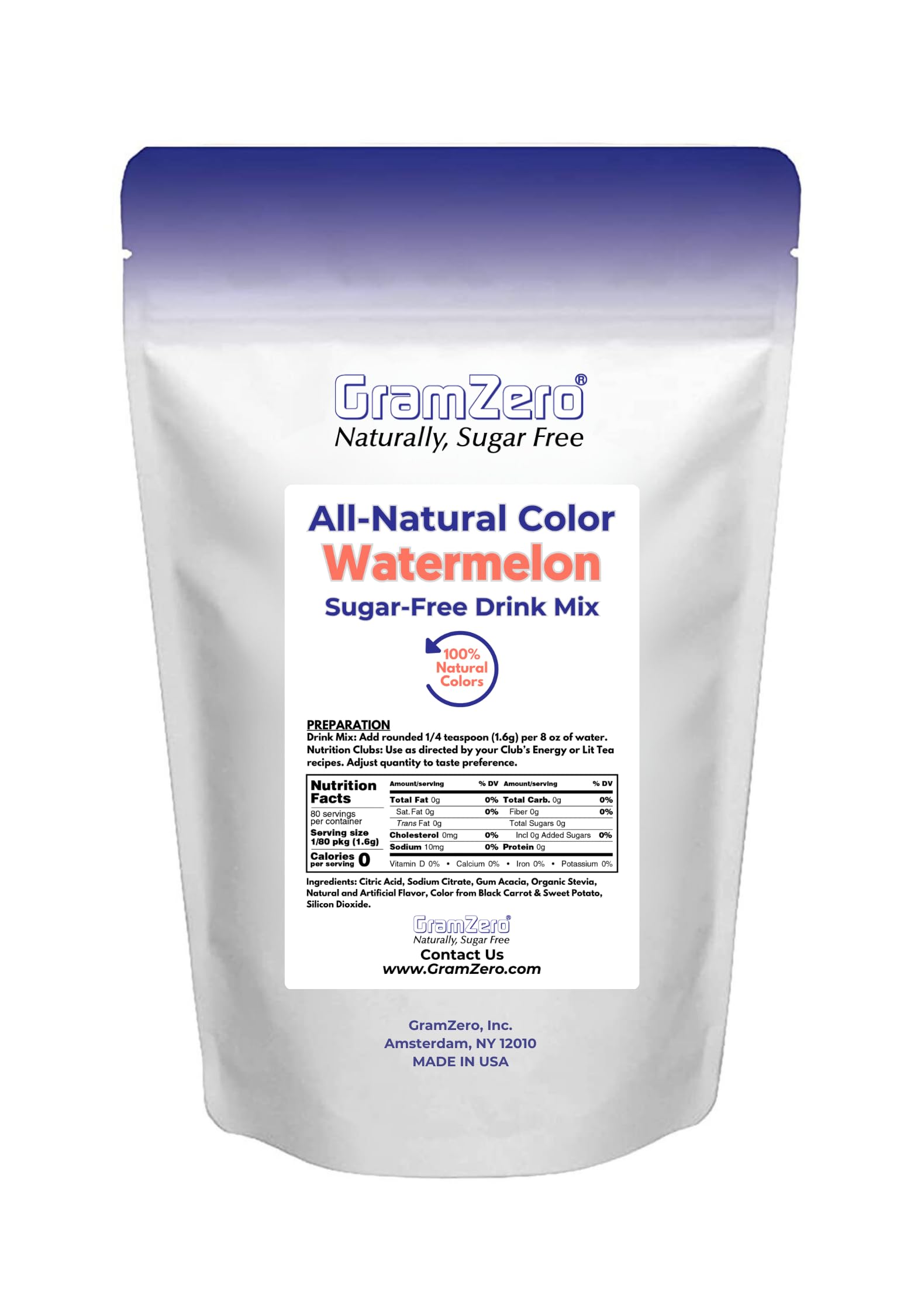 GramZero Watermelon powder featured in a nutrition club setup