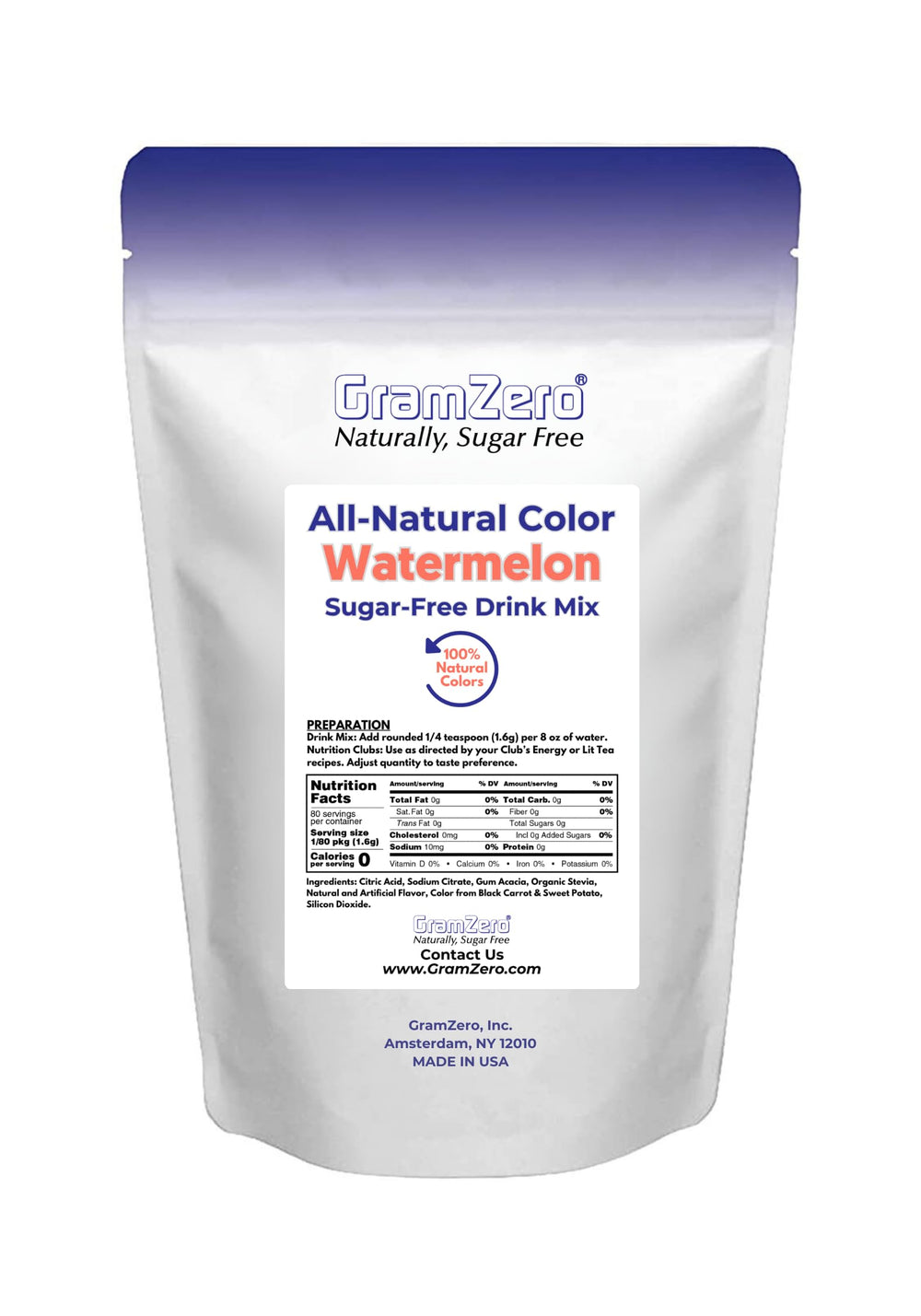 GramZero Watermelon powder featured in a nutrition club setup