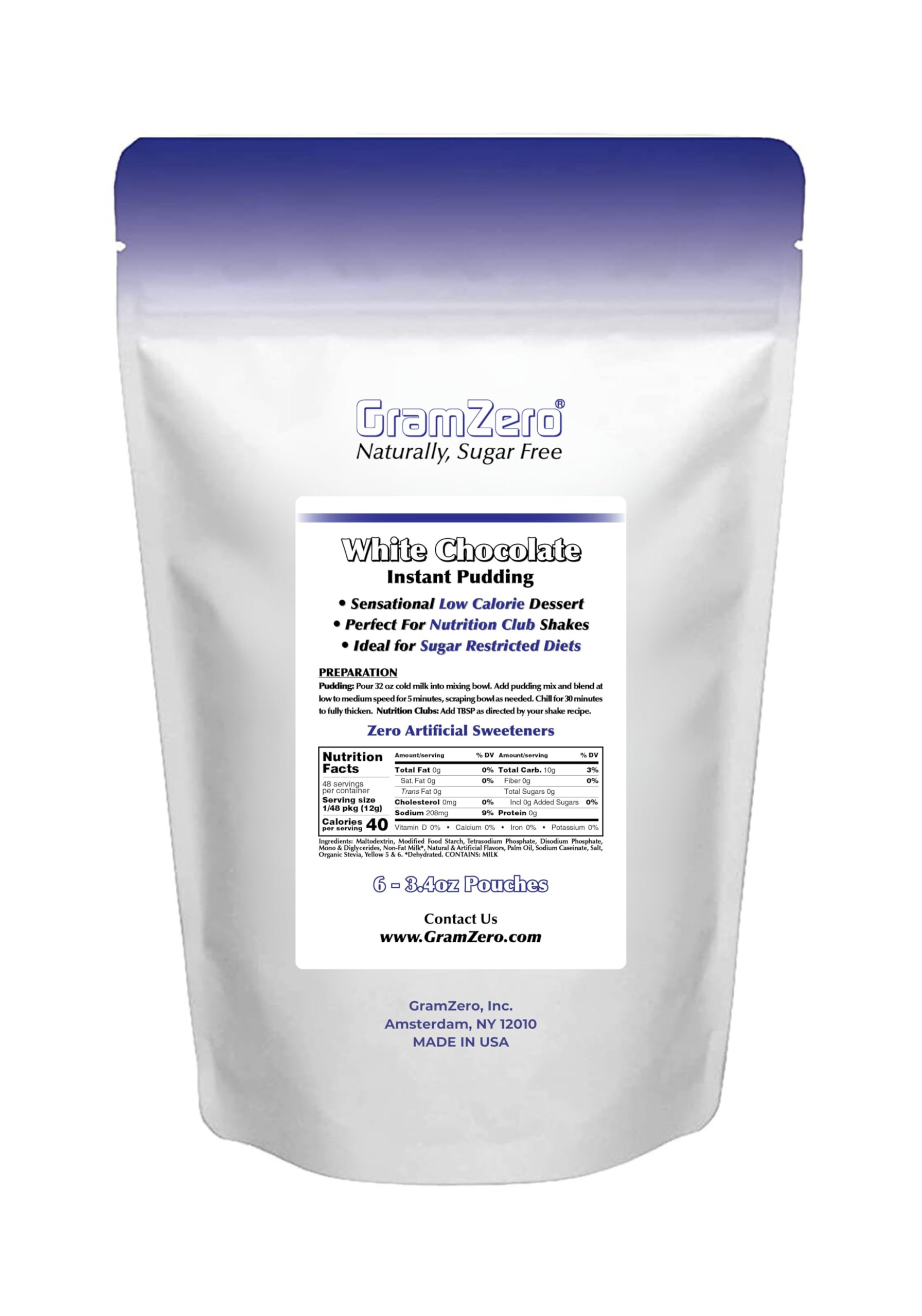 GramZero pudding mix used in a shake, showing a versatile flavor for Nutrition Clubs meals.