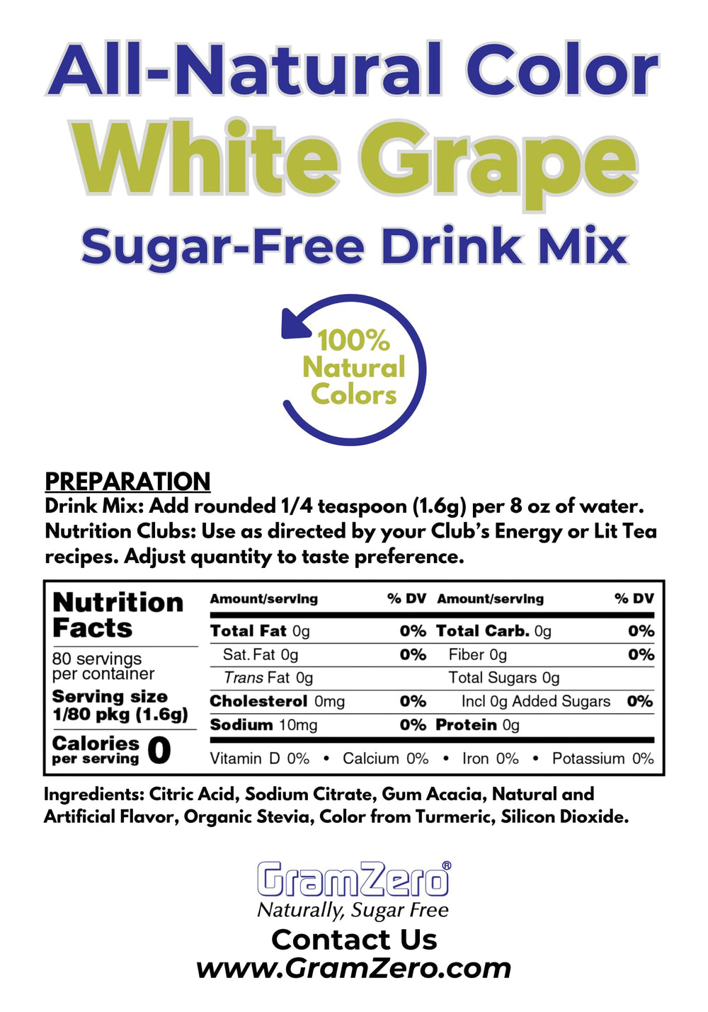 GramZero White Grape bottle pour demonstrates easy flavor release for on-the-go drinks.