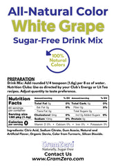 GramZero White Grape bottle pour demonstrates easy flavor release for on-the-go drinks.