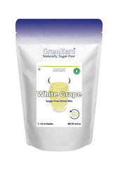 GramZero White Grape powder pouch for smooth mixing and zero calorie flavor enhancement.