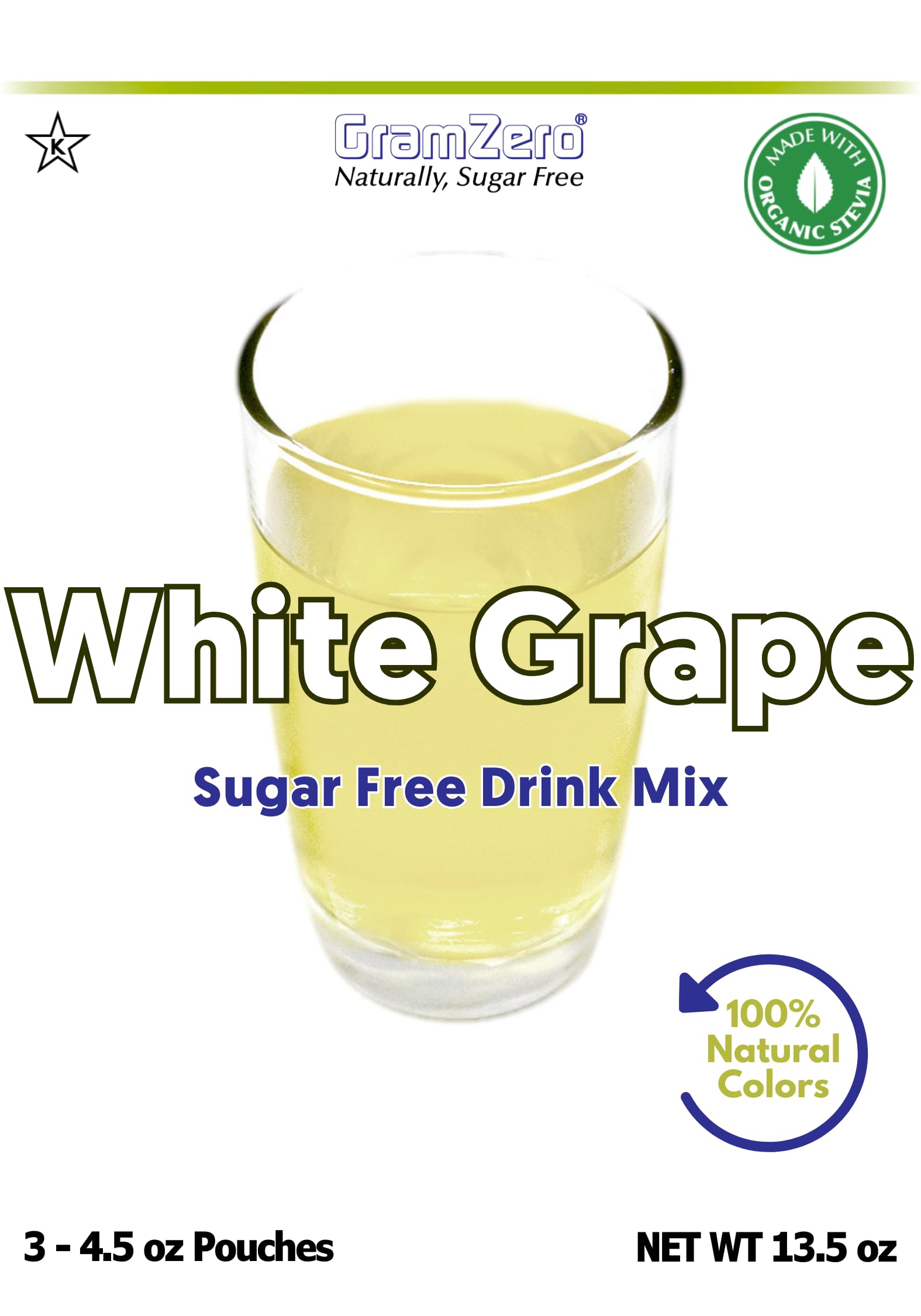 GramZero White Grape zero calorie drink in a glass, keto-friendly refreshment.
