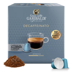 Gran Caffè Garibaldi decaf pods pack ready for home use.