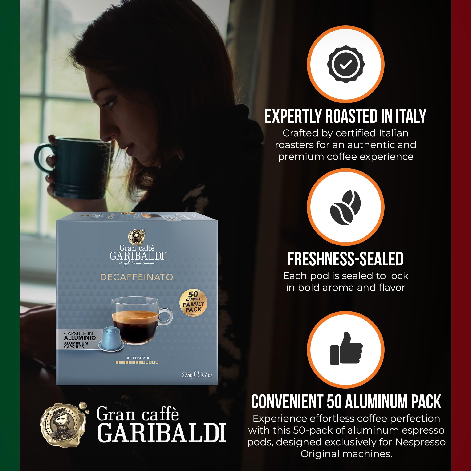 Gran Caffè Garibaldi pairs with dessert for balanced sweetness.