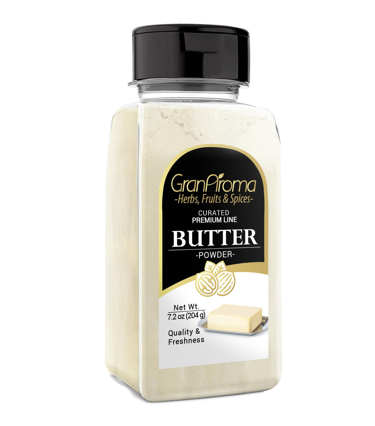 Granaroma Butter Powder bottle showcases rich, creamy flavor for snacks and sauces.