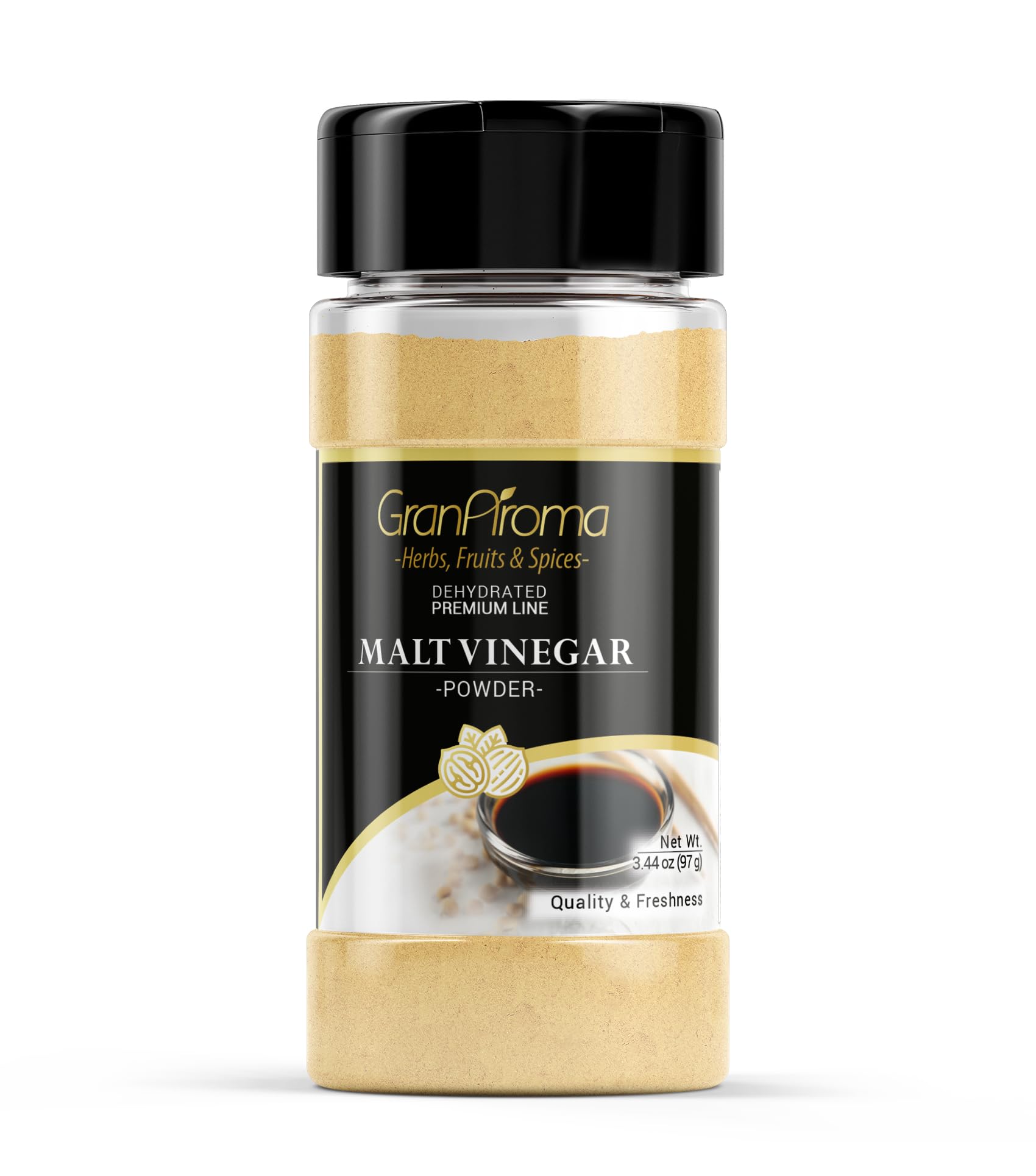 GranAroma Malt Vinegar Powder container ready to flavor snacks with tangy notes.