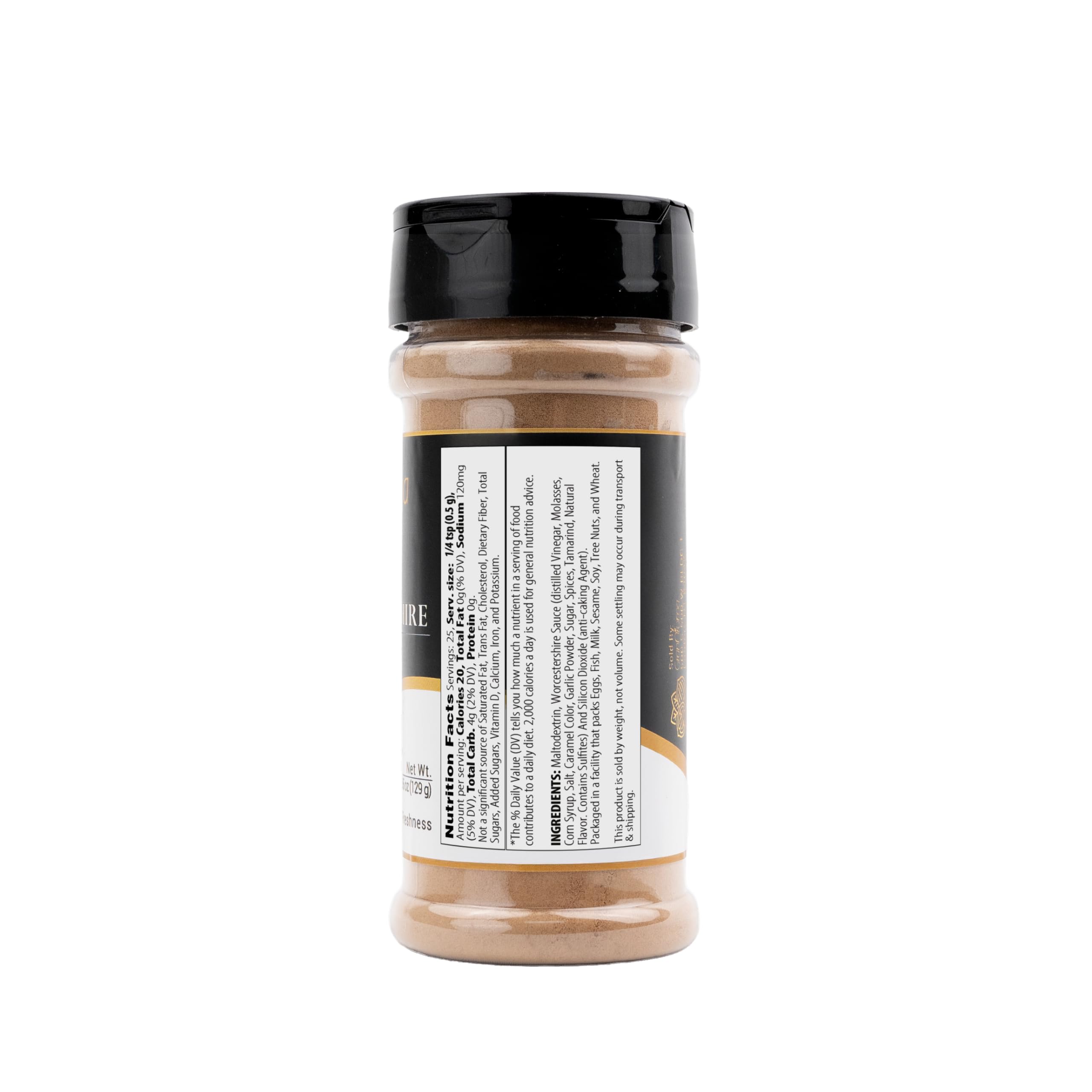 GranAroma Worcestershire Powder being poured highlights tangy, savory notes for dressings.