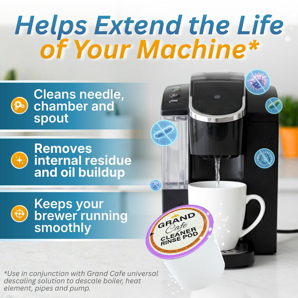 Grand Cafe de la Gare deep-clean pods remove oils and residue for better performance.