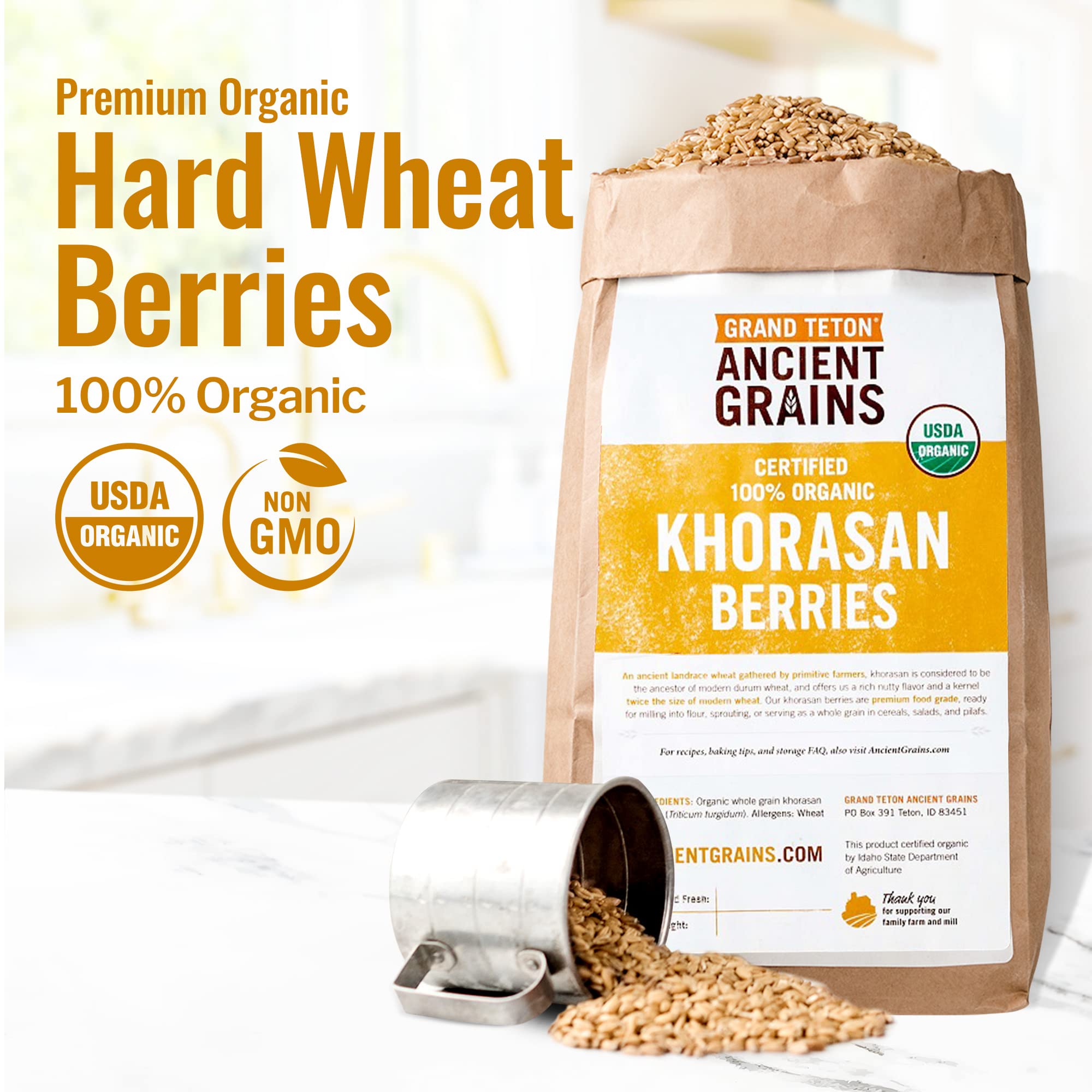 Grand Teton Ancient Grains Khorasan berries bulk bag ready for milling or sprouting