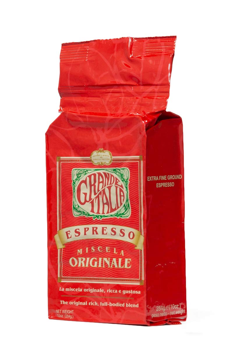 Grande Italia Espresso Ground Ex Fine Ground 10oz delivers rich aroma for your morning espresso.