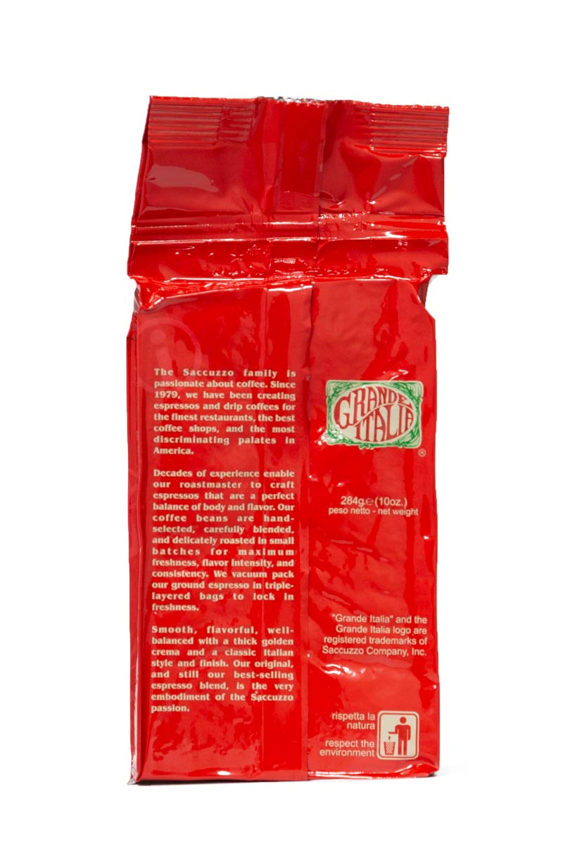 Grande Italia coffee ready for your moka pot or espresso machine ritual.