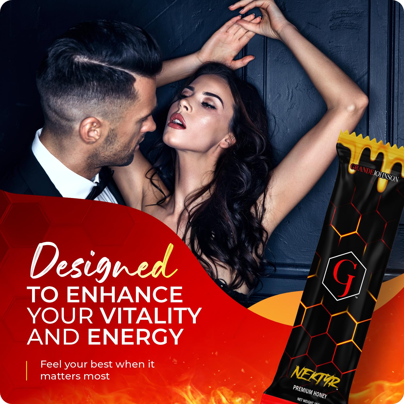 Grande Johnson Nektyr spooning honey over yogurt showcases versatile morning use.
