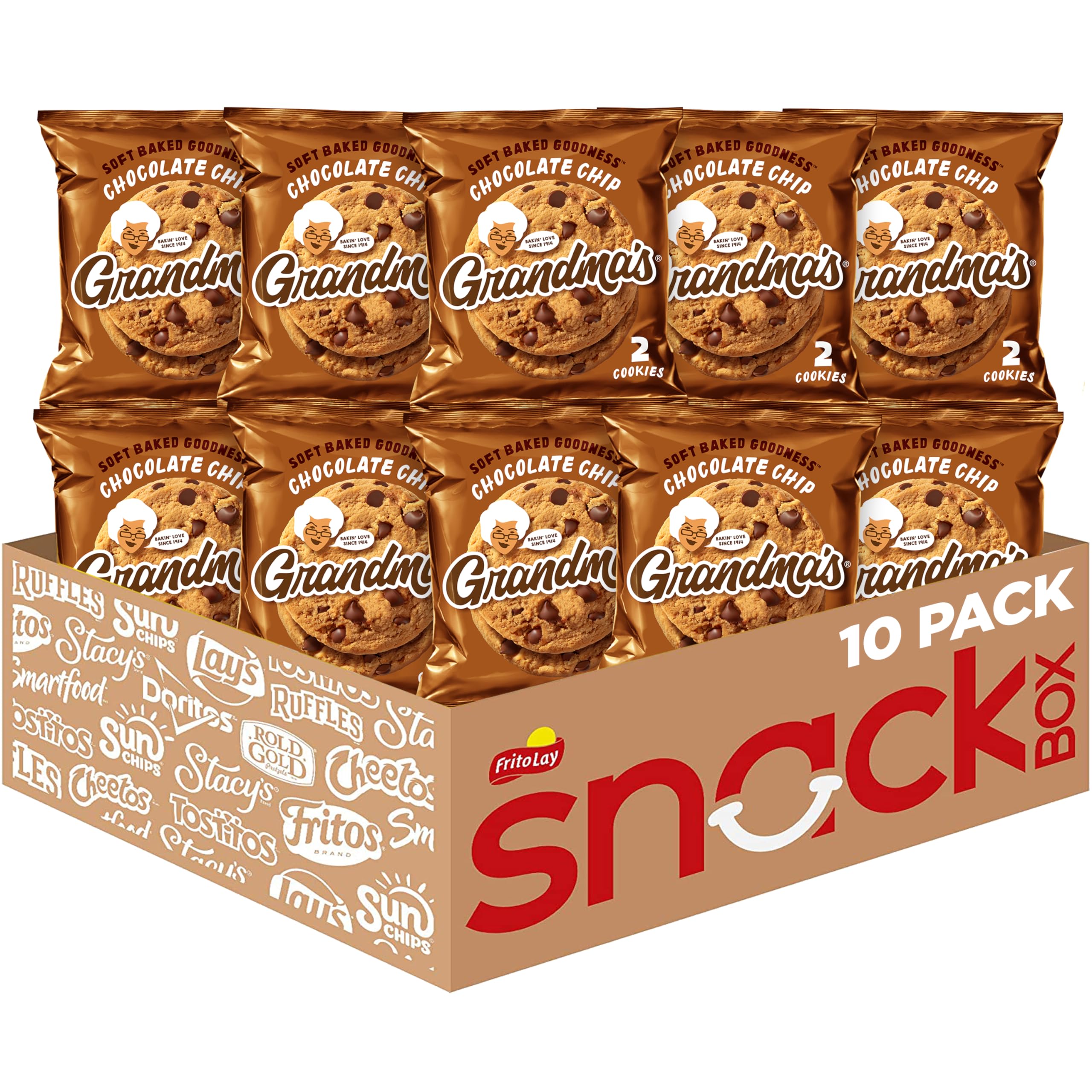 Grandma's Big Cookies Chocolate Chip 10-pack box ready for sharing.