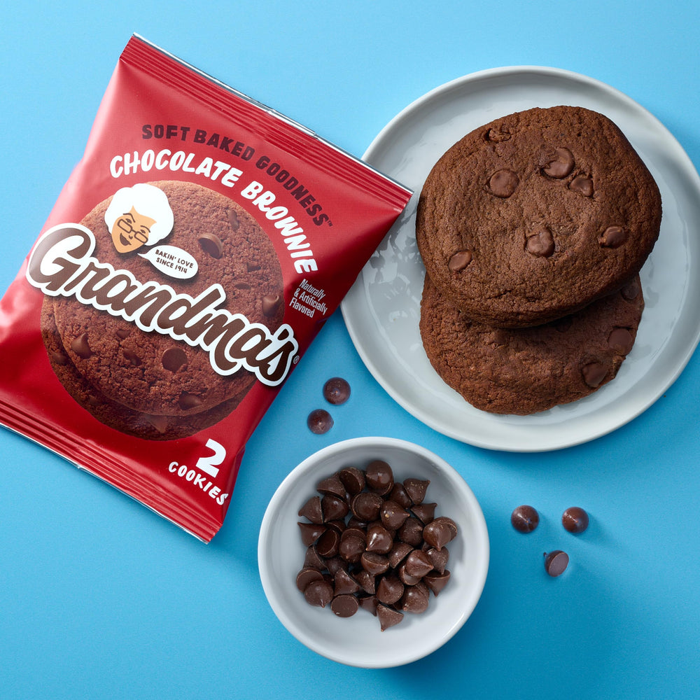 Grandma's Chocolate Brownie cookies served on a dessert platter.