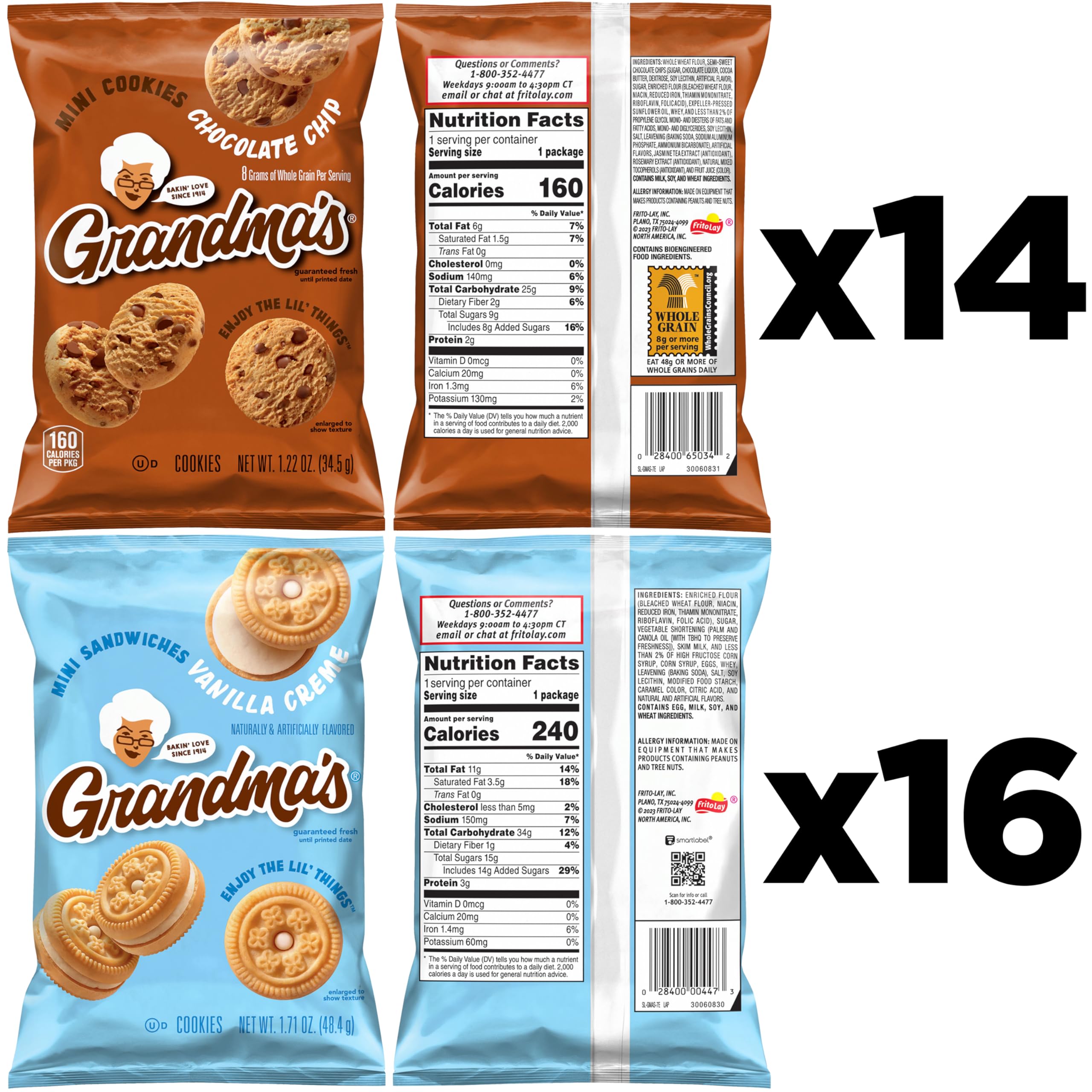 Grandma's Mini Cookies chocolate chip closeup reveals generous chips.