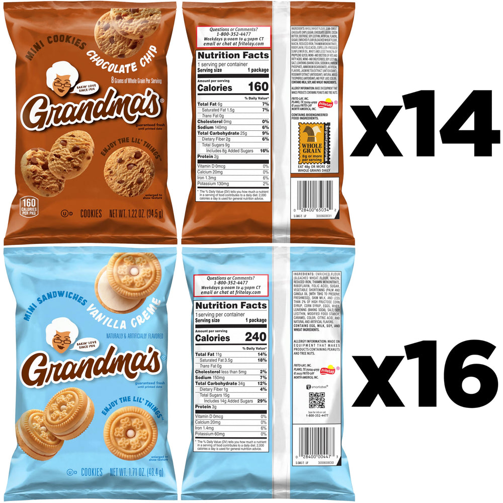 Grandma's Mini Cookies chocolate chip closeup reveals generous chips.