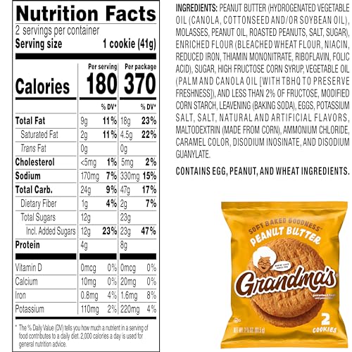 Grandma's Peanut Butter Cookies outer wrap, keeps freshness for busy days.