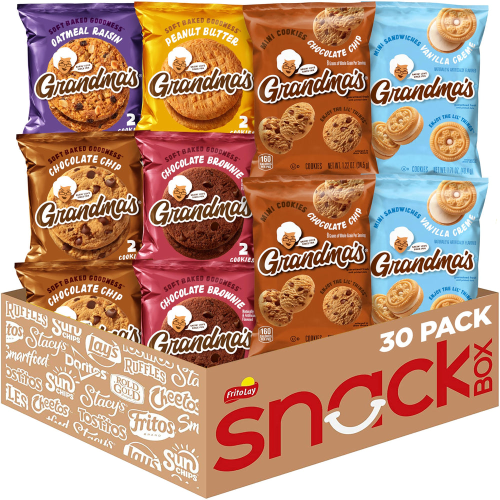 Grandma's Variety Pack cookie assortment in a colorful box, perfect for lunchboxes.