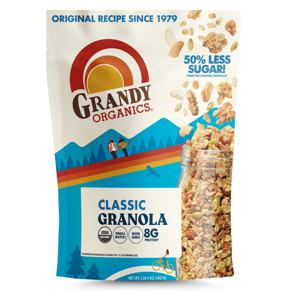 Grandy Organics Classic Granola sweet honey flavor with sea salt enhances morning bowls