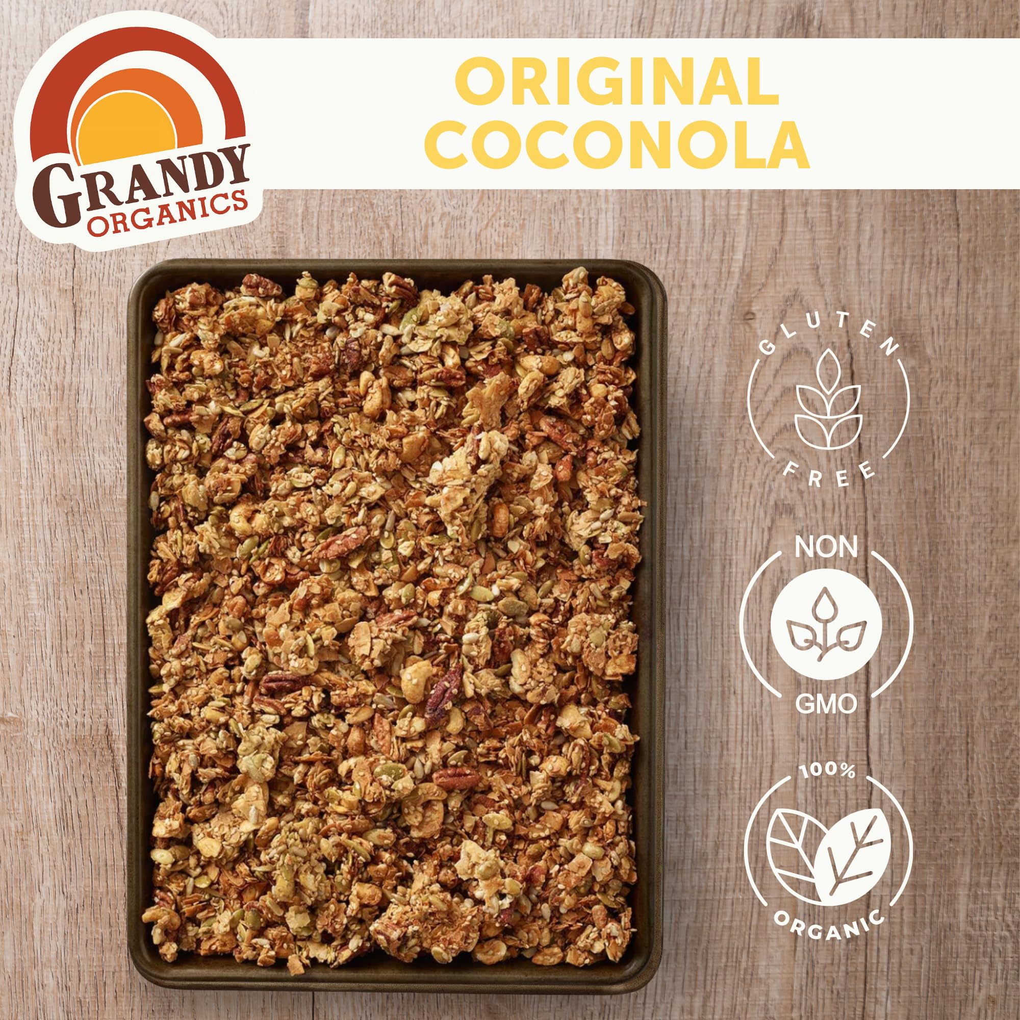 Grandy Organics Coconola backpack snack suggests convenient on the go energy