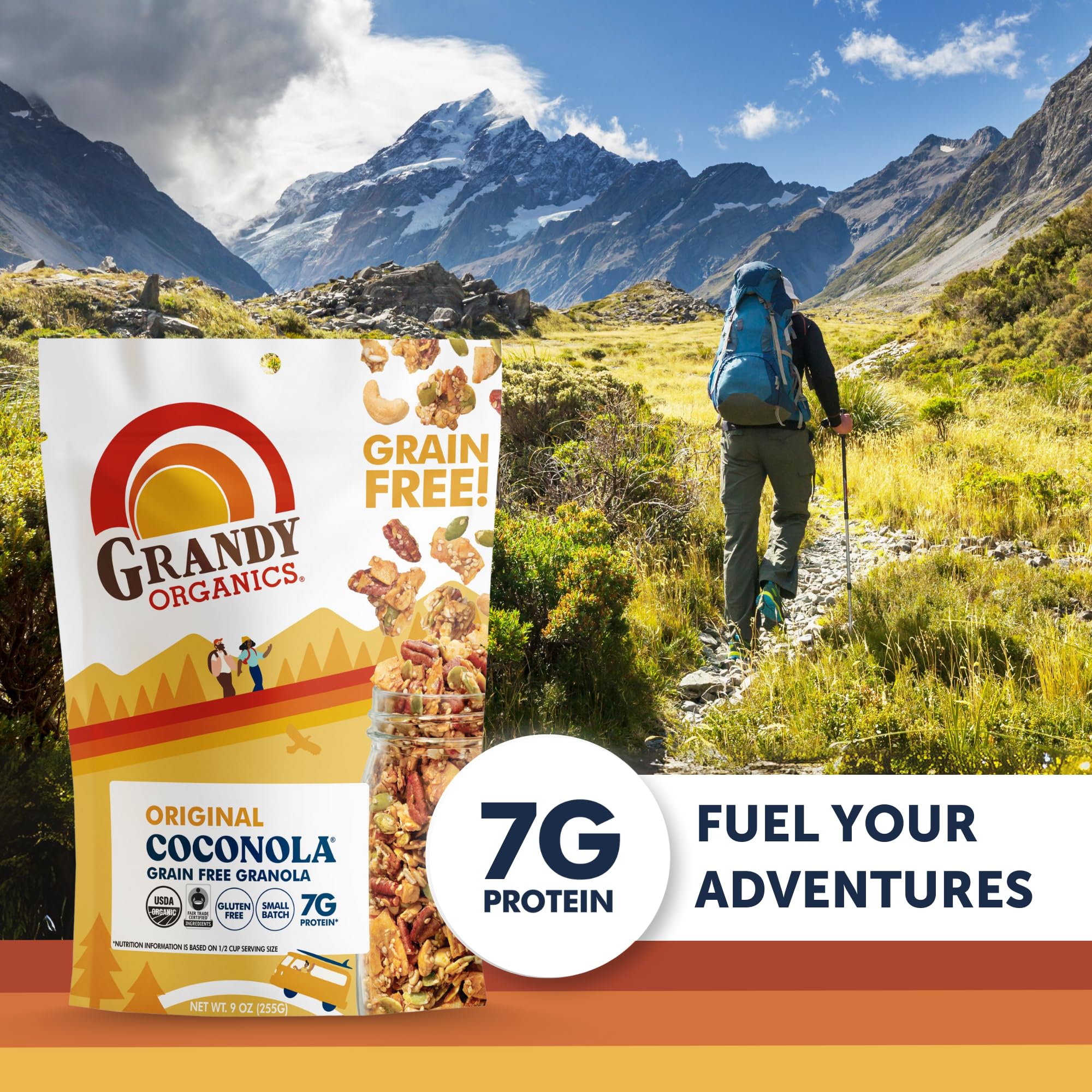 Grandy Organics Coconola smoothie bowl topping adds crunch and flavor