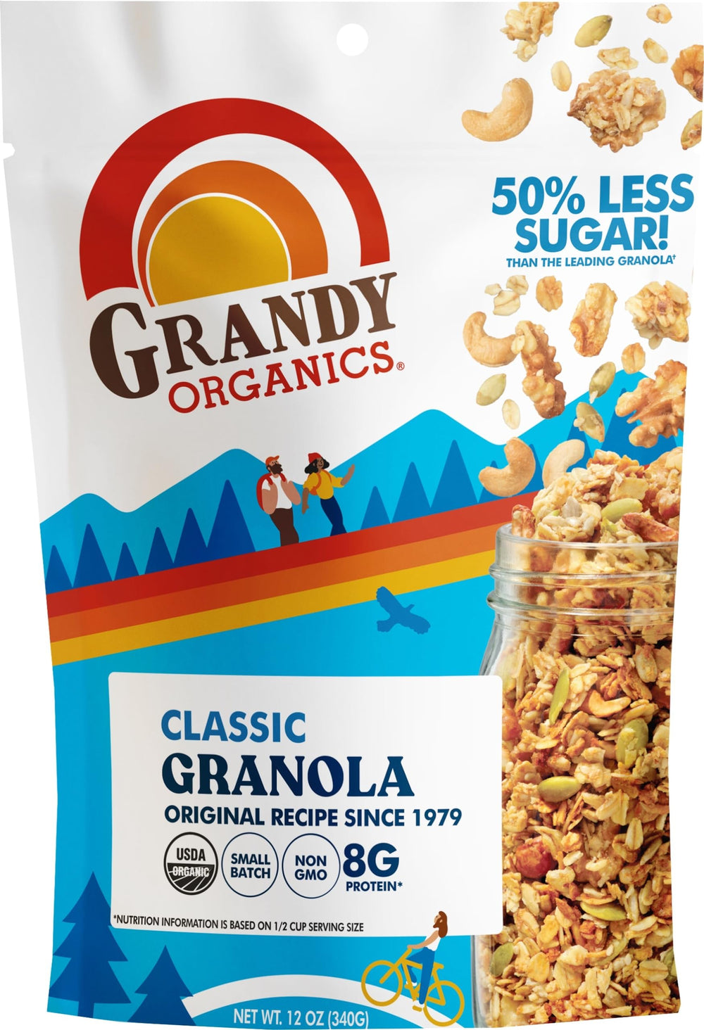 Grandy Organics granola classic 12oz bag close-up highlighting crunch for snacking