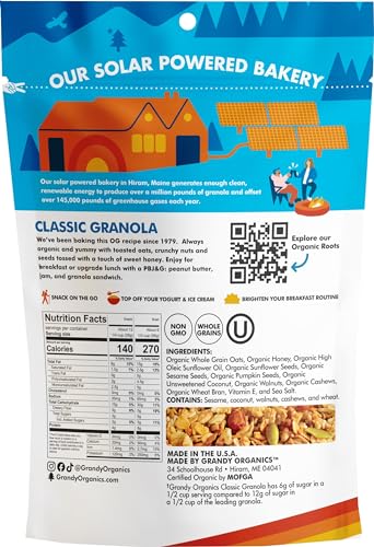 Grandy Organics granola classic bowl serve with nuts and seeds for breakfast
