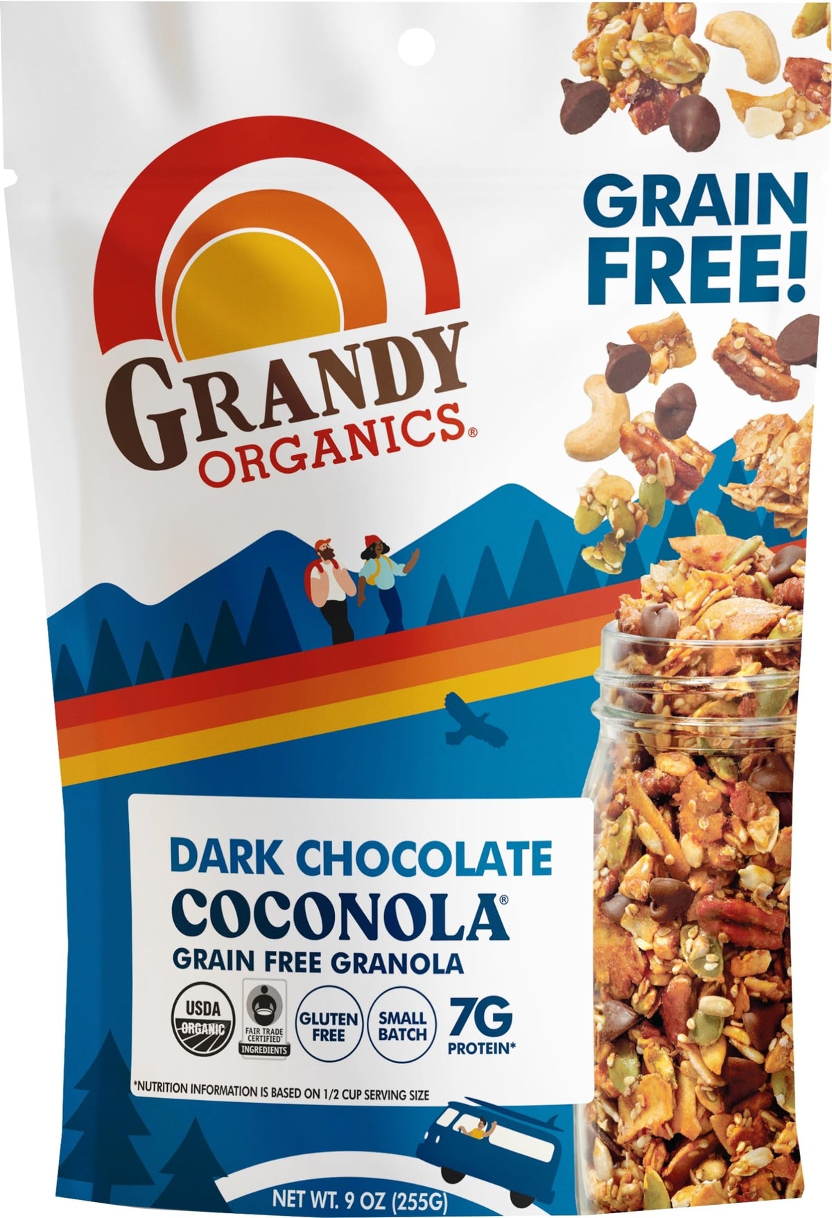 GrandyOats Grandyoats Chocolate Chunk Coconola bag showing gluten-free, paleo-friendly breakfast option
